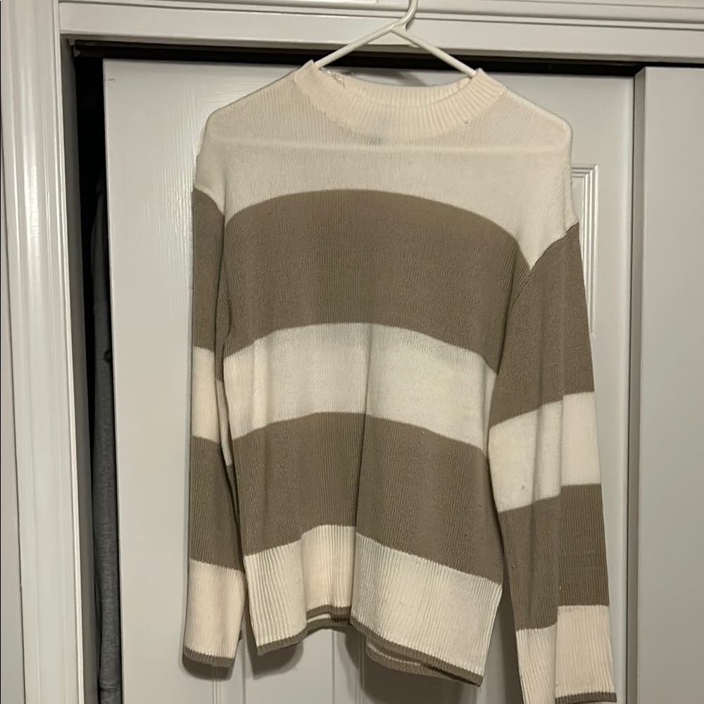 Striped Beige and White Sweater